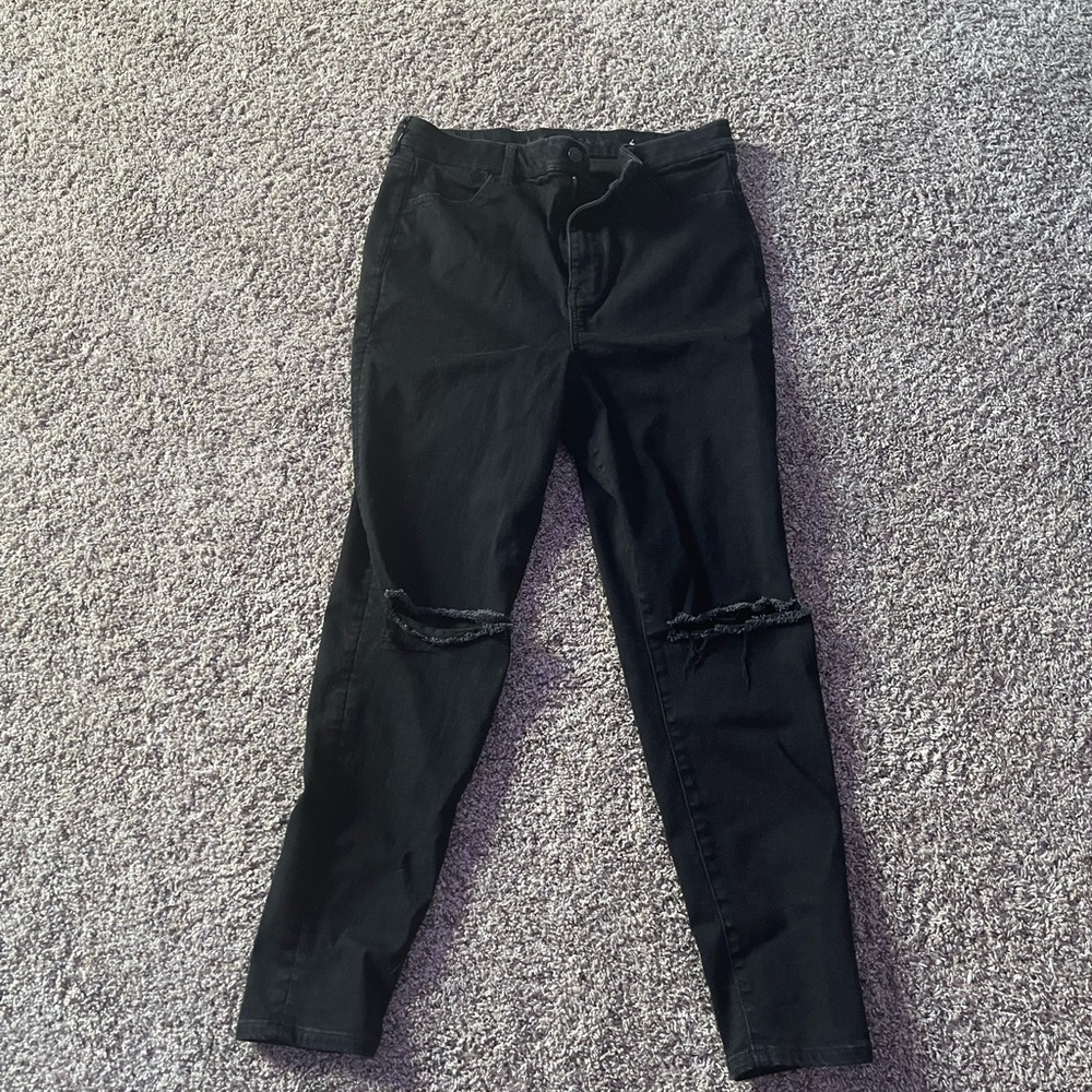 womens size 16 american eagle black ripped curvy super high rise jegging